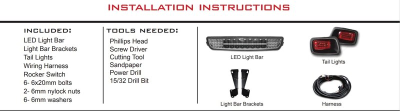 BestAccess EZGO Golf Cart TXT LED light bar Kit fits TXT Gas&Electric Years 1994.5-2013