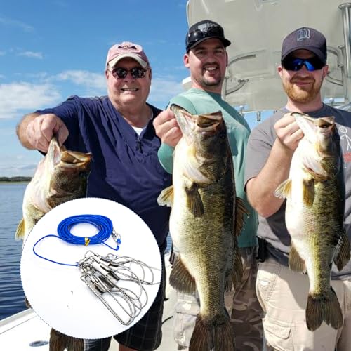 16 ft Fishing Stringer Holder with Stainless Steel Swivels & Heavy-Duty Ground Spike