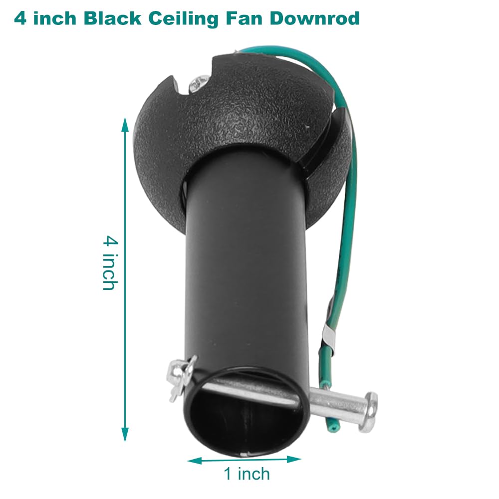 4 inch Black Ceiling Fan Downrod with Hanger Ball Assembly,1-inch OD,Non-Threaded Universal Downrod for Ceiling Fan With Hanger Pin Suitable for Multi-Brand Compatibility