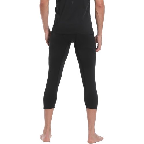 POTAMOCA 3 Pack Men's 3/4 Compression Pants, Cool Dry Workout Athletic Leggings, Running Tights Capri Yoga Football Gym Base Layer Underwear, Black Large
