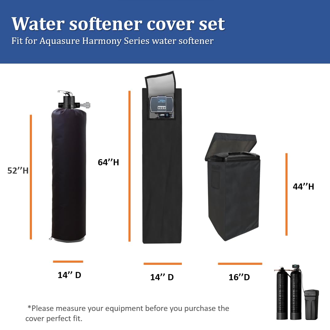 CHENGNAN Water Softeners Covers for Outside Units,3 Pcs Water Softener Covers,2 Pcs Filter Tank Covers+1 Pcs Brine Tank Cover,Water Softener Cover Outdoor,Water Softener Covers, Black