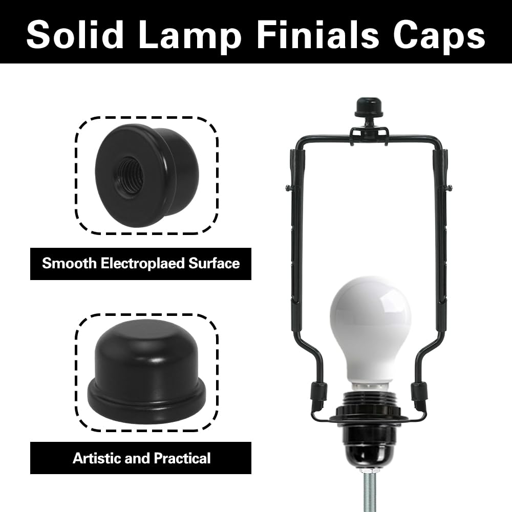 Asjeumt 10 Pcs Lamp Finial 5 Colors Lamp Toppers Screw on Solid Finials for Light Harp Lampshade Finial, Replacement Lamp Shade Screws Cap Knob - 2 Each Of Antique Gold, Silver, Black, Bronze, Gold