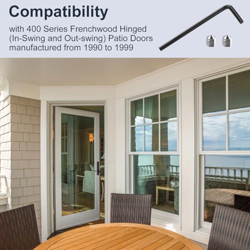 Handle Set Screw Package with Wrench for Anderson Storm Door Replacement Parts, for Andersen 1990 to 1999 Inswing Outswing Hinged Patio Doors, Fits for 400 Series Frenchwood Patio Doors