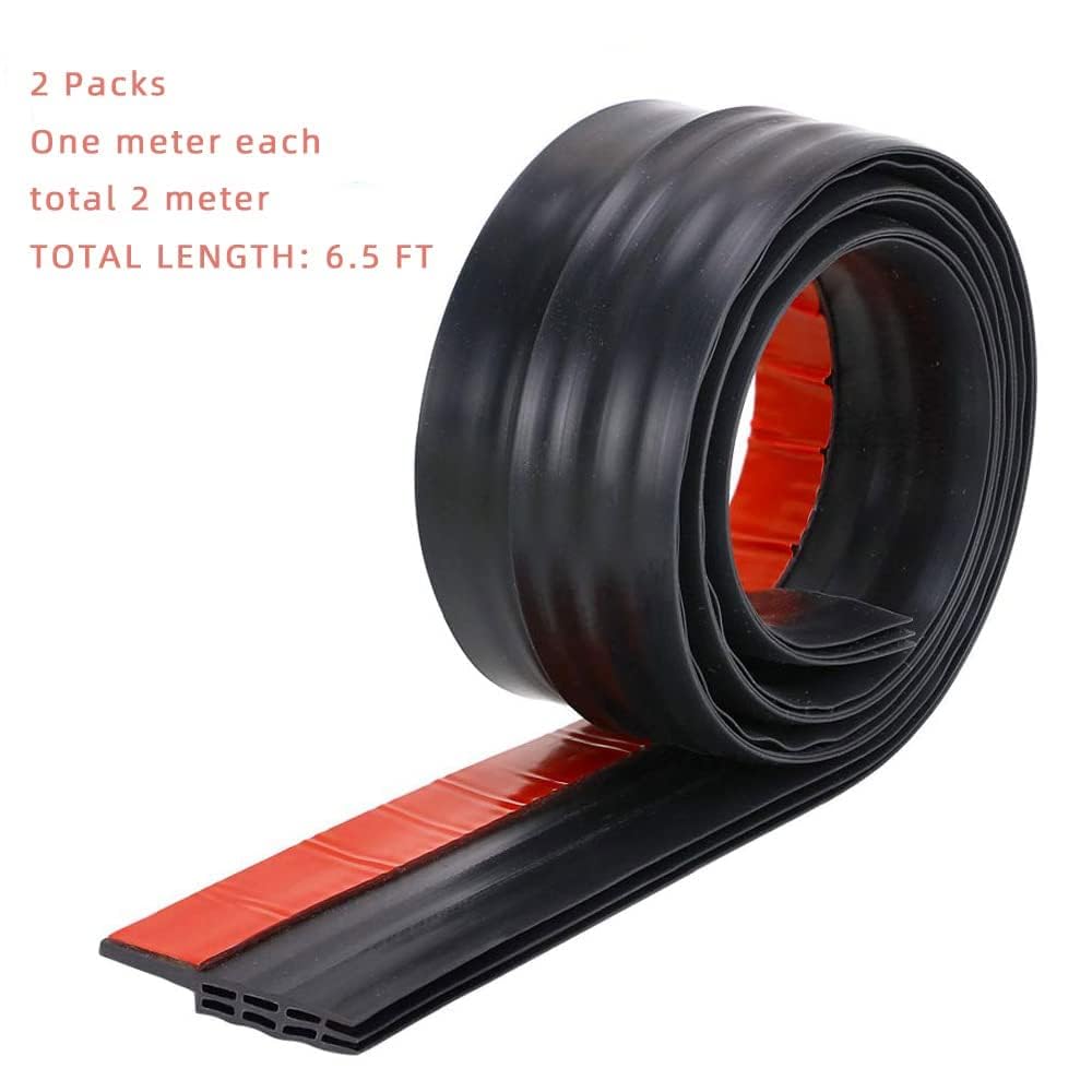 JBWKWELM 2PC Silicone Door Draft Stopper - 39in x 35in Black Door Seal Strip for Interior & Exterior Doors Weather Stripping Soundproof1