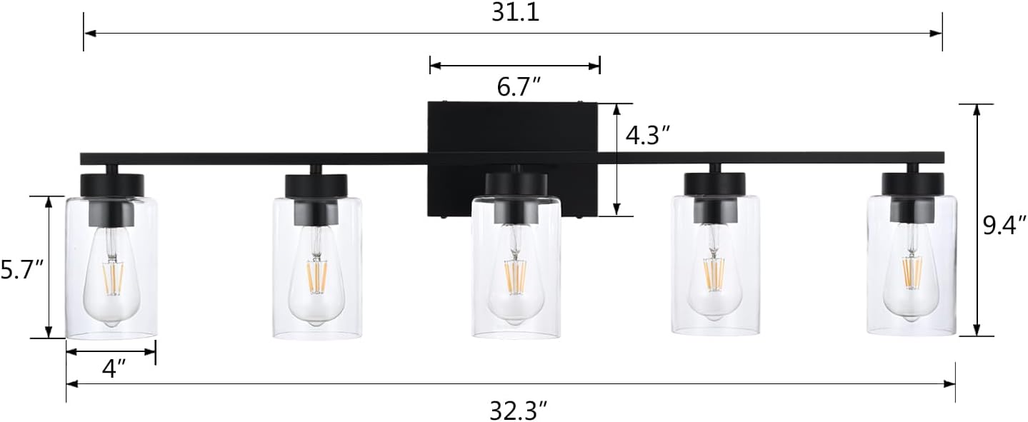 Modern 3-Light Bathroom Vanity Light in Brushed Gold with Clear Glass Shades