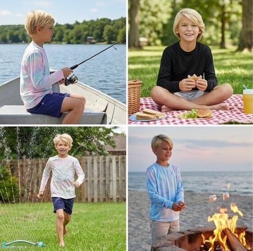 INGEAR Boys’ Rash Guard Swim Shirt - UPF 50+ Quick-Dry Sun Protection for Swimming & Surfing | XS–XL