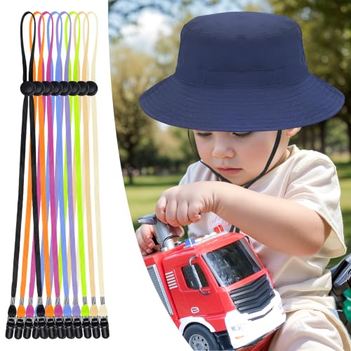Adjustable Colorful Hat Strap Clips - Green, 8 Pieces for Outdoor Activities