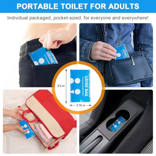 Disposable Urine Bags 900ml - Leakproof Pee & Vomit Bags for Travel - Blue, 12 Pack