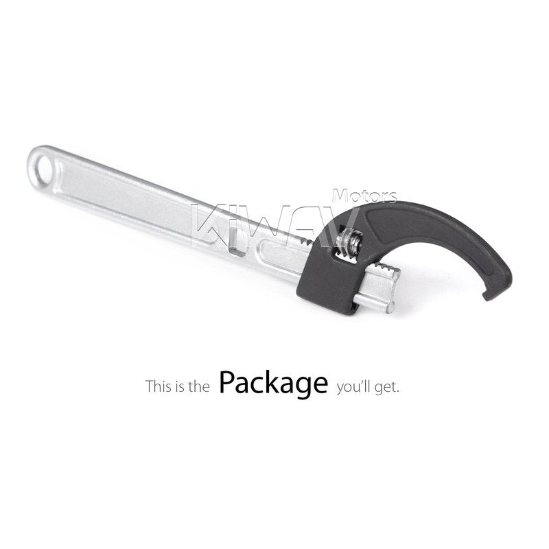 KiWAV Adjustable Steering Stem Wrench 22-75MM – Universal 2-in-1 Spanner with 3/8 Torque Wrench Drive Cutout – Durable Alloy Steel, Rust-Resistant Motorcycle Tool