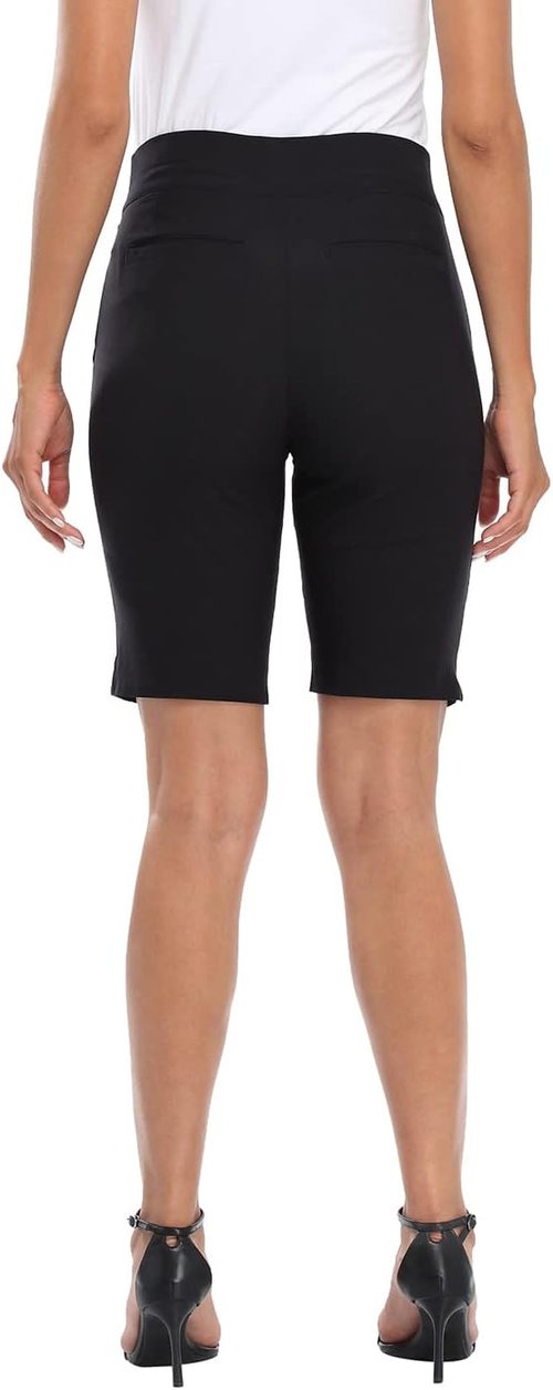 HDE Women's Bermuda Shorts - Mid Rise with Pockets | 10-Inch Inseam for Comfort and Style