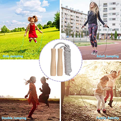 Adjustable Cotton Jump Rope for Kids - 8.5ft with Wooden Handle
