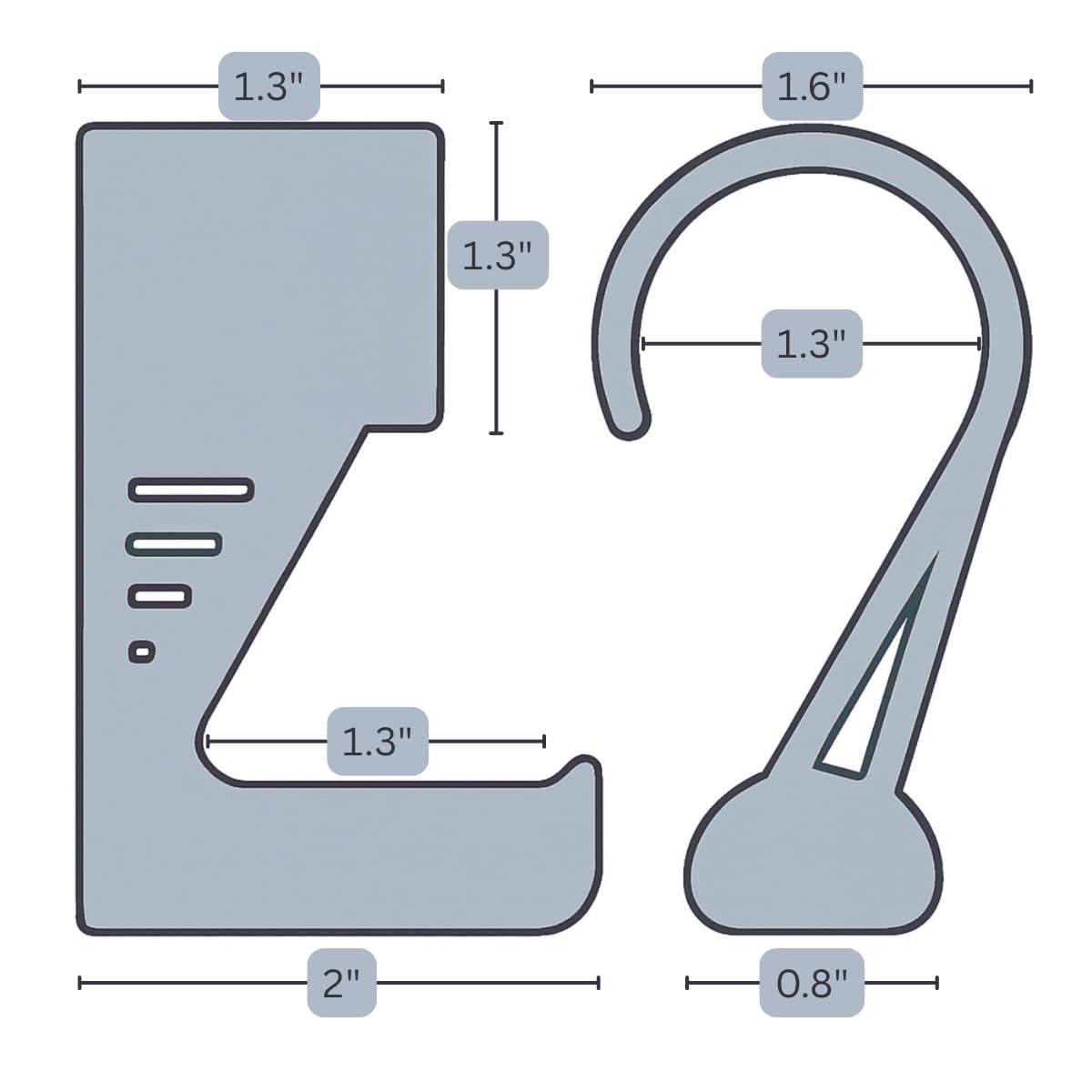 Clean Hang Hooks Closet Organizer Hooks (Gray, 4-Pack) - Designed for Hanging Purses, Handbags, Belts, Bags, Backpacks, Hats, and Accessories in Your Closet