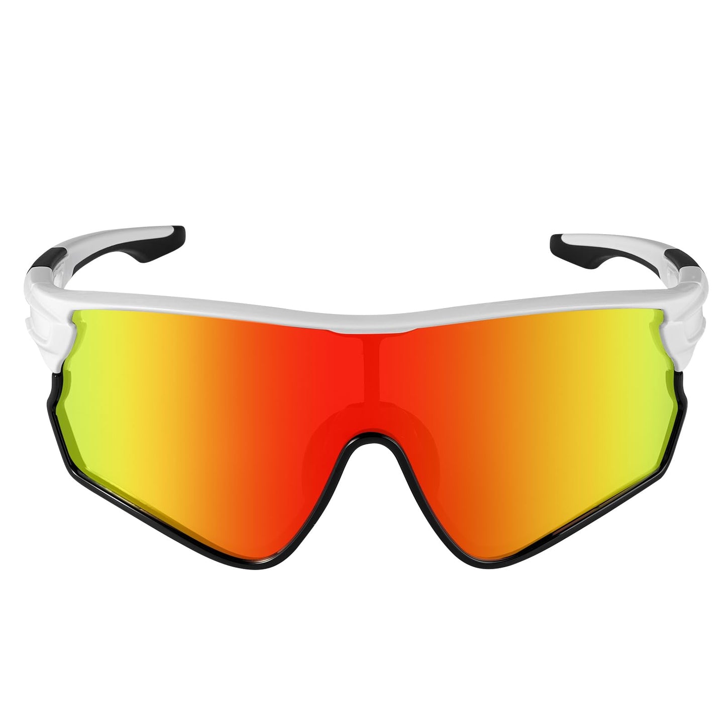 BEACOOL Polarized Sports Sunglasses for Men Women Running Baseball Cycling Driving Fishing Golf Motorcycle UV400 Sun Glasses (Full Frame, GlossyWhite Gradient Red)