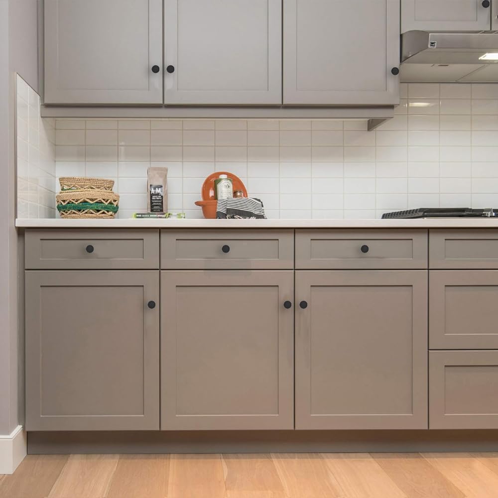 CABDM 18 Packs of 1-1/5-inch Matte Black Drawers and Cabinet knobs, Round pulls, Suitable for bathrooms, Closets, Kitchens and Dressing Tables