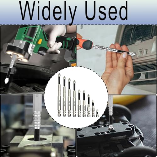 9pcs Strong Magnetic Screwdriver Drill Bit Set, Durability Screwdriver Drill Bit Set, Anti-Slip Magnetic Electric Screwdriver Set, 25 50 65 70 75 90 100 120 150mm