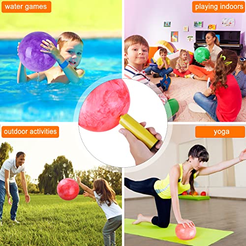 3 Pcs 9-Inch Inflatable Playground Balls Set with Pump - Blue, Green, Purple
