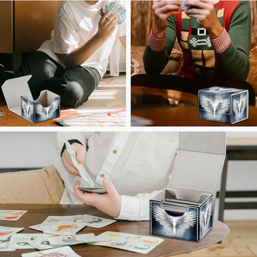 DEGDFSGR Sacred Angel Wing Card Storage Box 200+ Capacity MTG Deck Box with Magnetic Closure