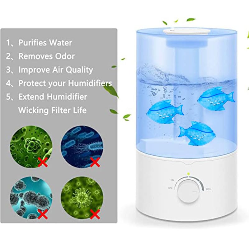 12PCS Universal Humidifier Tank Cleaner,Humidifier Cleaning Fish for Humidifiers & Fish Tanks, Purifies Water, Eliminates White Dust and Odor, Prevents Hard Water Build-Up