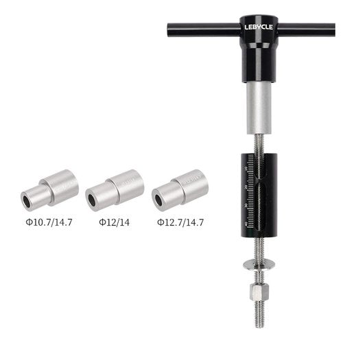 HOUSON DU Bushing Tool for Bicycle Shocks | 3 Adapters (10.7/12/12.7mm) | Made of Aluminum & Stainless Steel | Includes a Viewing Tray for Precise Installation