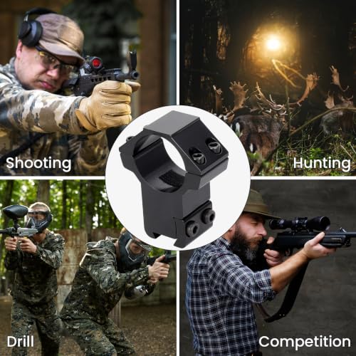 High Profile 1 Inch Dovetail Scope Rings Set - 2 Pcs Black