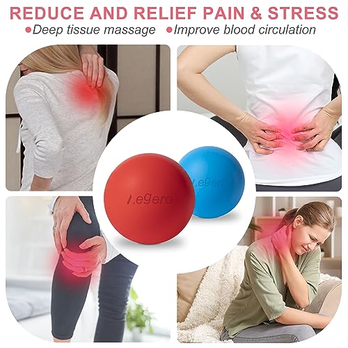 Massage Lacrosse Balls for Myofascial Release - 2 Pack (Red & Blue)