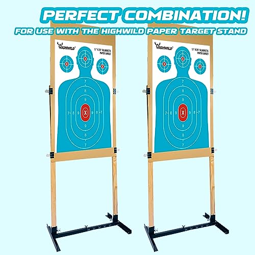 Shooting Range Silhouette Paper Targets - 17x25 Inch, 25 Pack - White & Light Blue