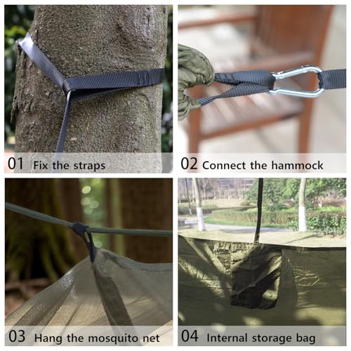 Wind Tour Green Camping Hammock with Mosquito Net Tent – Portable Outdoor Hammock