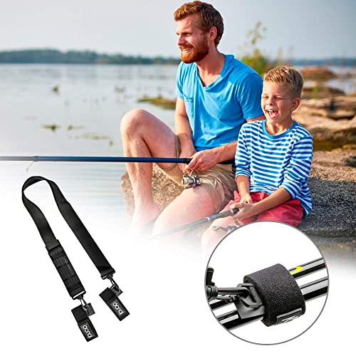 Adjustable Fishing Rod Carrier Shoulder Strap - Black