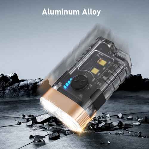 LED Small Powerful EDC Flashlight with Warm White Red Light,Bright 1500LM USB C Rechargeable 9 Modes Mini Pocket Keychain Flash Light with Clip,IP5 Waterproof,365nm UV Black Light,Tail Magnet 4PC