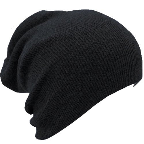Ribbed Slouchy Beanie Hat - Black, One Size
