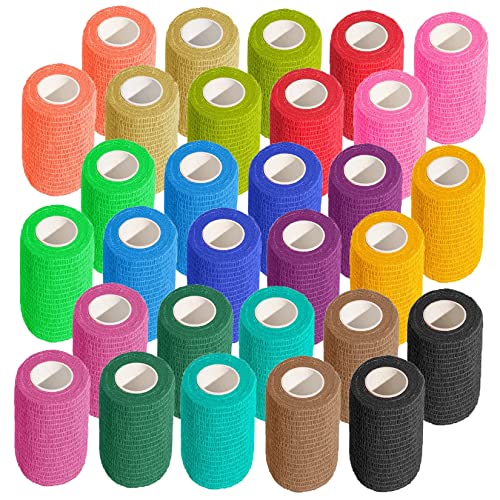 KISEER 3 Inch x 5 Yards Self-Adhesive Breathable Bandage Wrap Assorted Colors
