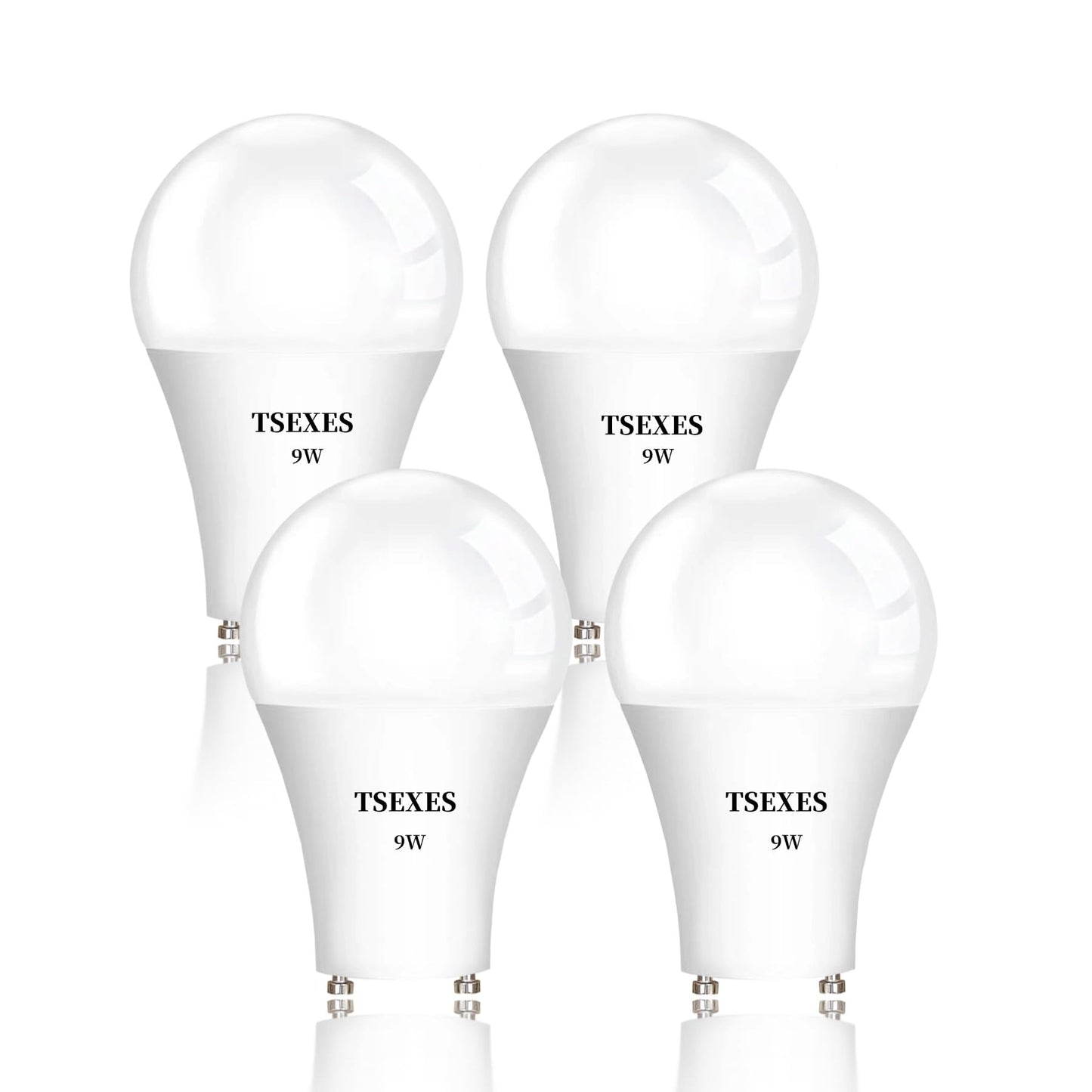 TSEXES GU24 LED Light Bulb,9W(Equivalent 100 Watt),1100 Lumens,Non-Dimmable, A19 Shape 2 Prong Light Bulbs, 2700K Warm White,4 Pack