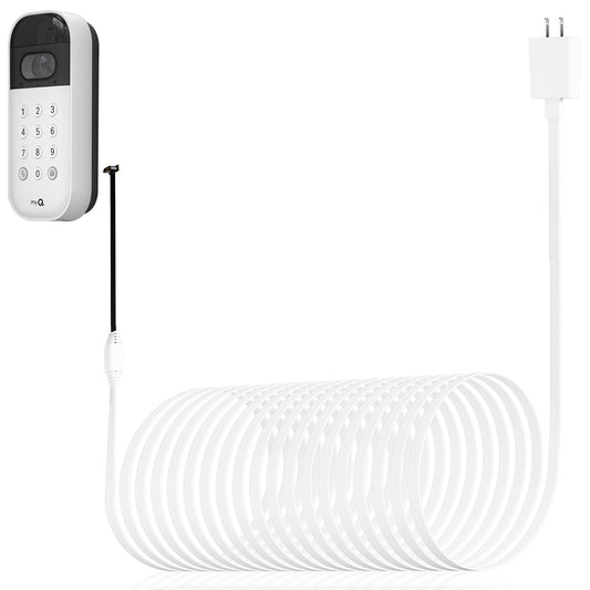 iTODOS 25ft/7.5m Power Cable and Adapter for myQ Smart Garage Door Video Keypad, Weatherproof Outdoor Flat Charging Cable Continuously Charging Your Video Keypad
