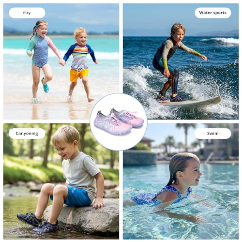 Kids Water Shoes - Quick Dry Barefoot with Drawstring - 2 Big Kid / Mermaid Ombre