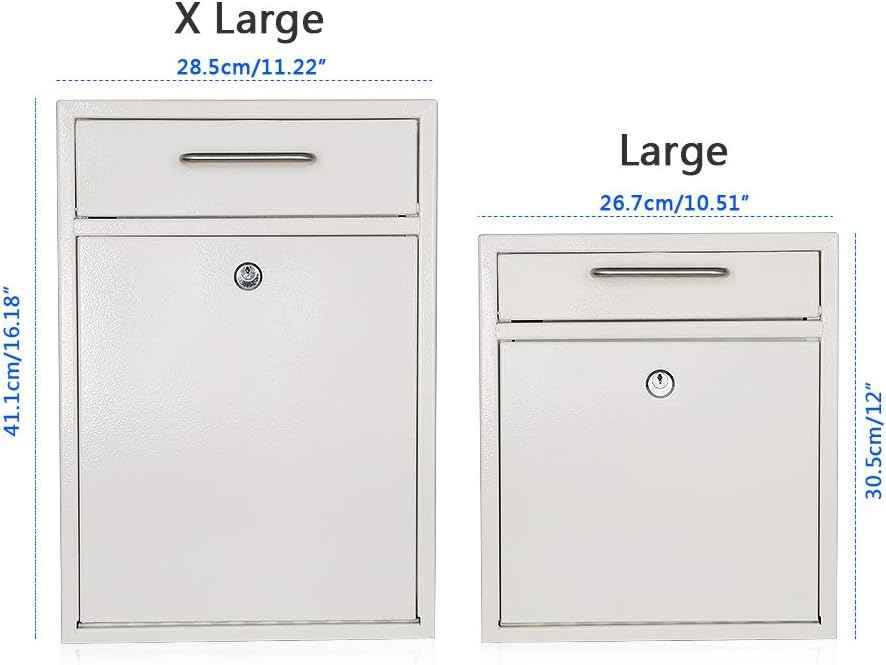 Secure Wall-Mount Mailbox with Lock | KYODOLED Large Steel Drop Box, Black, 16.2H x 11.22L x 4.72W