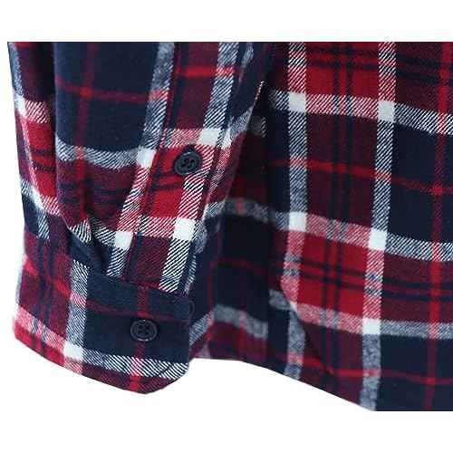 BOCOMAL FR Hooded Shirts Button Down Heavyweight Flannel Plaid Hoodies Fire Retardant Flame Resistant Welding Jacket
