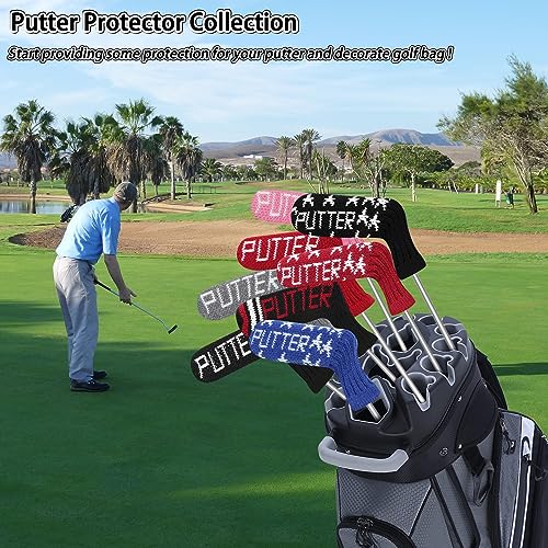 Professional Knitted Blade Putter Cover - Red Stars Design