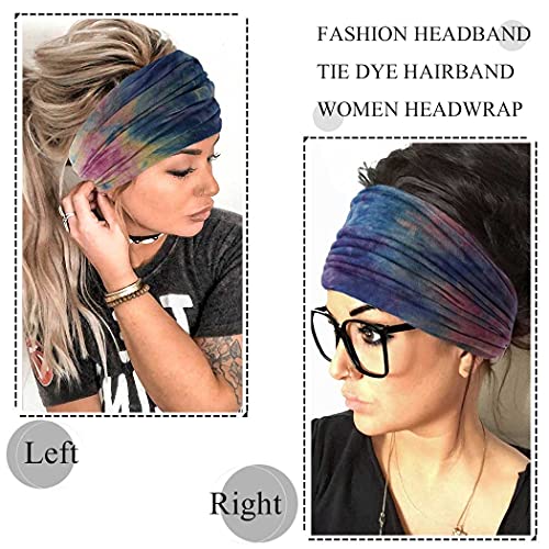 Wide Headbands for Women - 4 Pack Stretch Turban Hairbands Set A