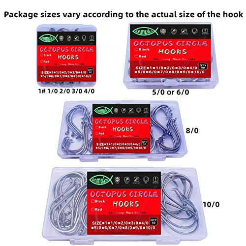 2X Strong Carbon Steel Circle Fishing Hooks - 50 Pack Size 1#