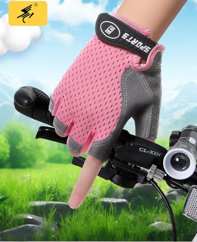 Half Finger Bike Gloves for Kids - Blue, Size L (9-14 Years)