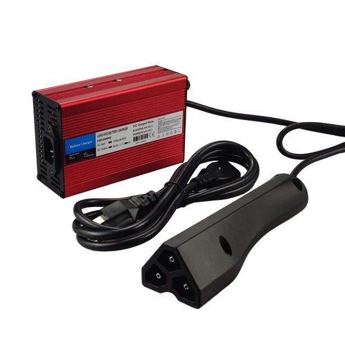 48V 5A RXV Golf Cart Battery Charger for Ez-Go EZgo TXT with RXV Plug 3 Prong, Red Aluminum Shell