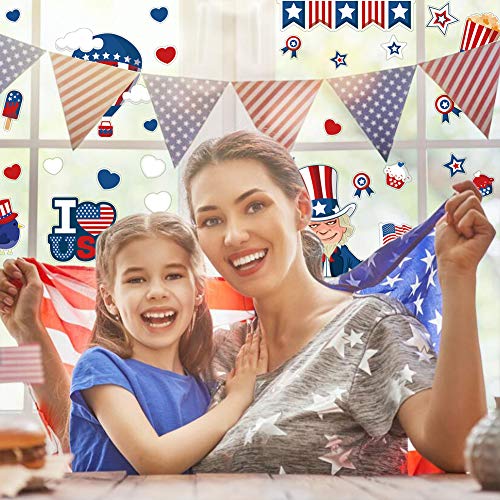 Patriotic 4th of July Window Clings - 100 Pcs PVC Decals
