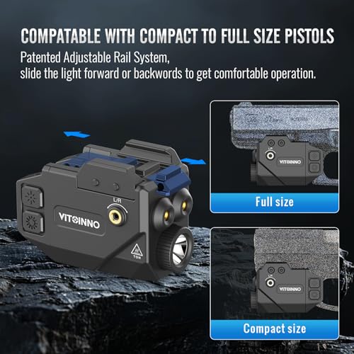 500lm Pistol Light and Blue Green Laser Combo,Slidable Weapon Light and Laser Beam for Guns with Picatinny