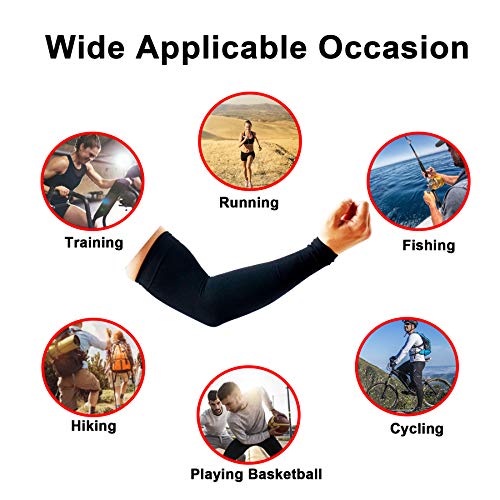 Cooling Arm Sleeves for Men & Women - UPF 50 Protection, 2 Pairs - Blue