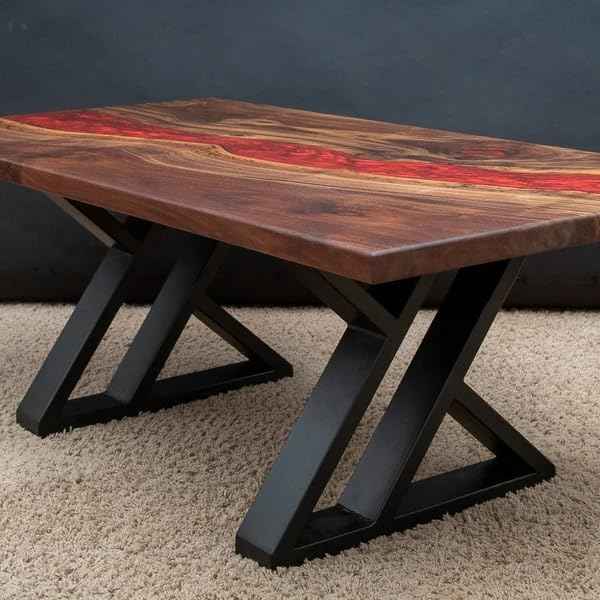 16-Inch Black Metal Coffee Table Legs - Industrial Triangle Design, Set of 2