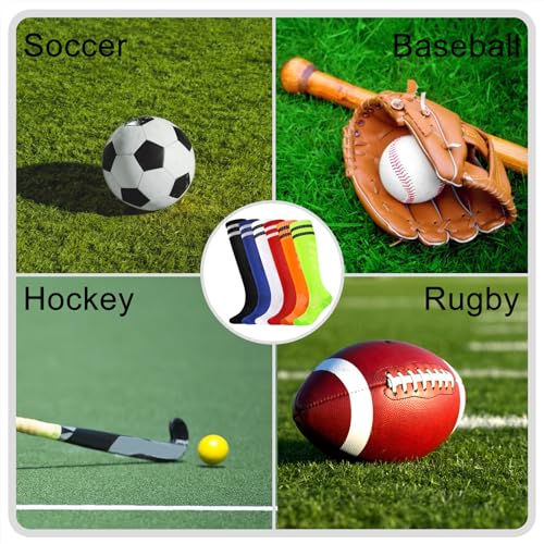 Kids Soccer Socks Boys & Girls 7-10 Years 6 Pairs Unisex Knee High Sports Socks