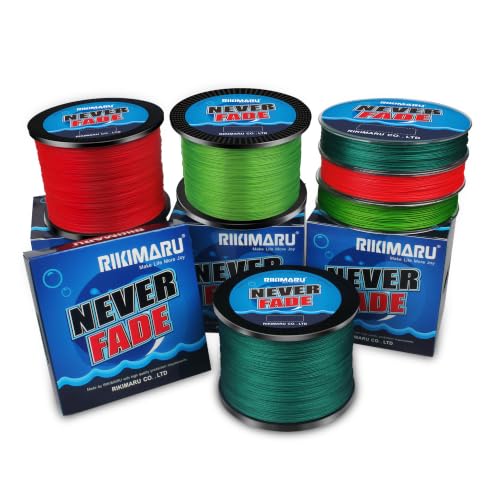 Rikimaru Never Fade Braided Fishing Line 10-80LB 150Yds, 300yds-Red / 40LB 8 Strands