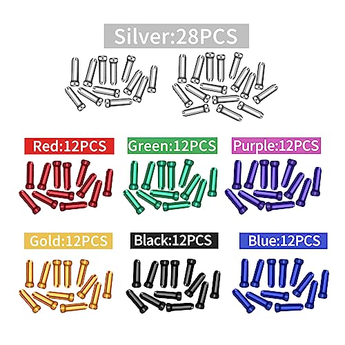 100PCS Colorful Bike Brake Cable End Caps - Durable Aluminum Crimps