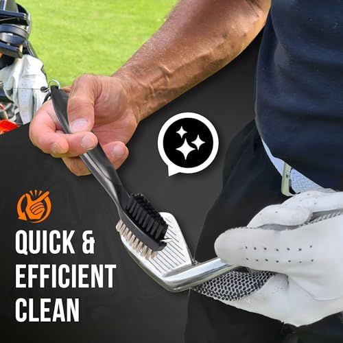 Golf Club Cleaning Brush with Retractable Clip - Ergonomic Design