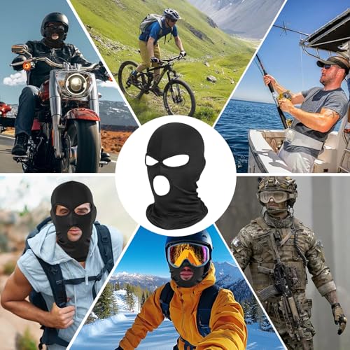 Thin Full Face Ski Mask Balaclava for Men & Women - Black